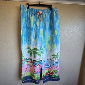 Nick & Nora Sz XL Tropical Beach Scene Pajamas Pants Bottom Only Palm Trees Rare